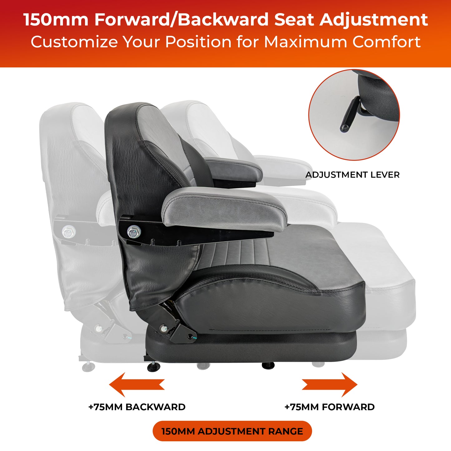 Keystone Seats Comfort Elite Suspension Seat - Adjustable Backrest Cushioned Armrests Weight Adjustment - Exmark Scag Ferris Hustler Gravely Bad Boy Kubota John Deere Toro Zero-Turn Mowers & Tractors