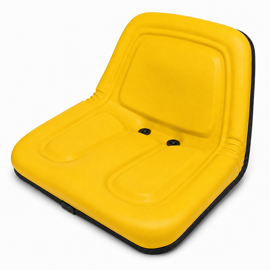 Steel Pan Lawn Mower, Tractor & Equipment Seat – Mid-Back Yellow Vinyl, Drain Holes – Fits Cub Cadet, Craftsman, Husqvarna, Toro, MTD, Snapper, Murray