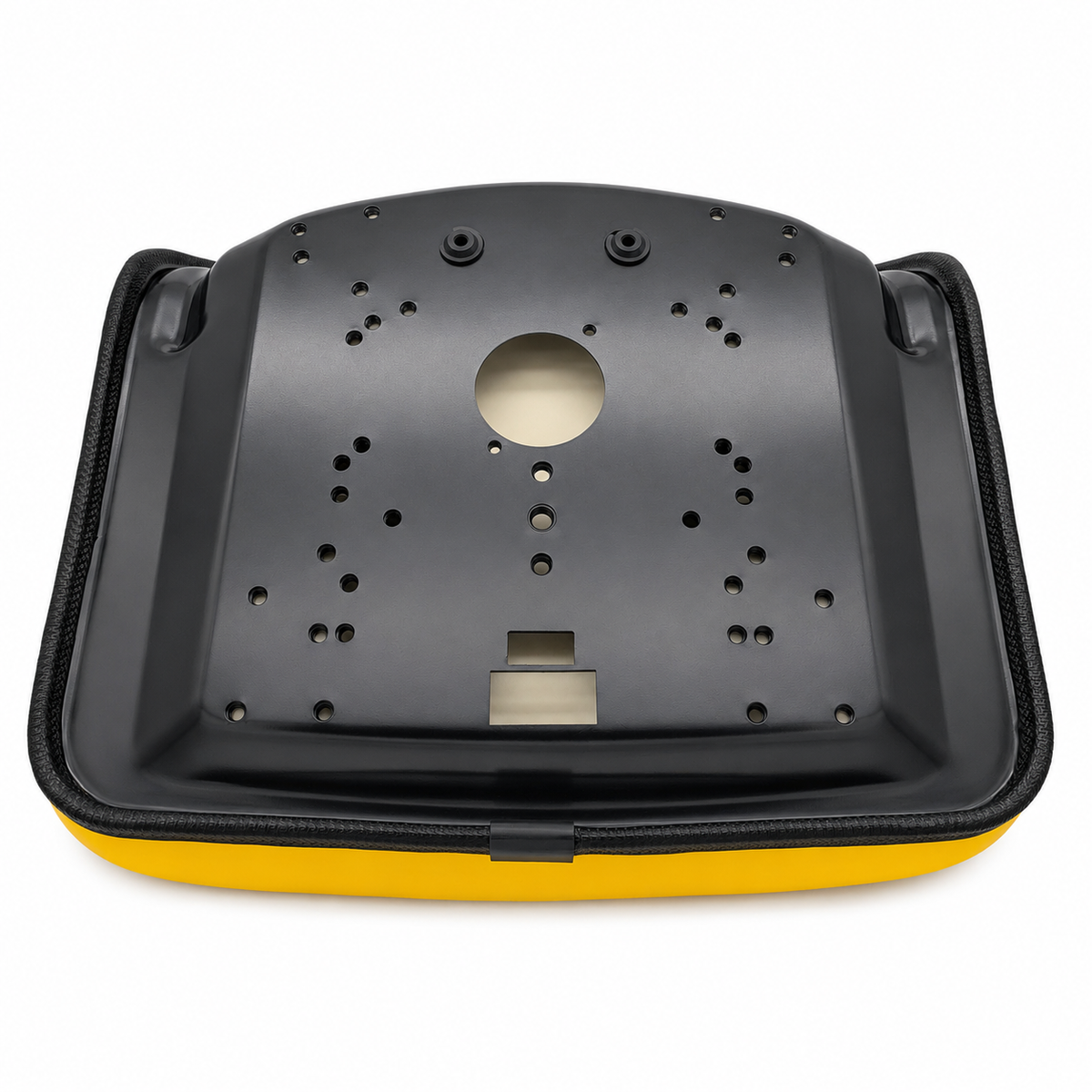 Steel Pan Lawn Mower, Tractor & Equipment Seat – Mid-Back Yellow Vinyl, Drain Holes – Fits Cub Cadet, Craftsman, Husqvarna, Toro, MTD, Snapper, Murray