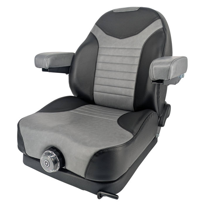Keystone Seats Comfort Elite High-Back Suspension Seat – Adjustable Backrest & Cushioned Armrests, Weight Adjustment for Zero-Turn Mowers & Tractors