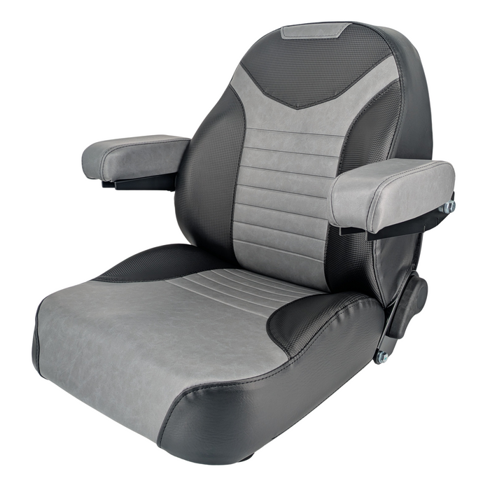 Keystone Seats Comfort Plus High-Back Mower Seat – Plush Armrests, Slide Rail for Zero-Turn Mowers, Tractors & Forklifts Fits Scag, Ferris, Hustler