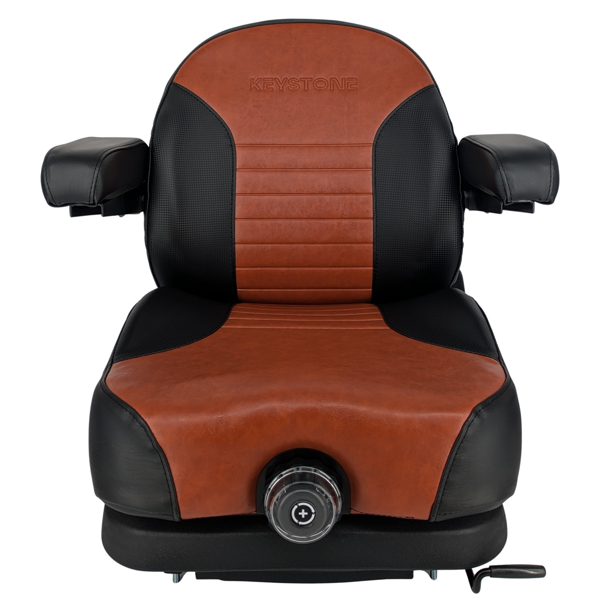 Keystone Seats Comfort Elite Suspension Seat, Black & Brown - Zero-Turn Mowers & Tractors Weight Adjustment - Exmark Ferris Hustler Gravely Bad Boy Kubota Toro