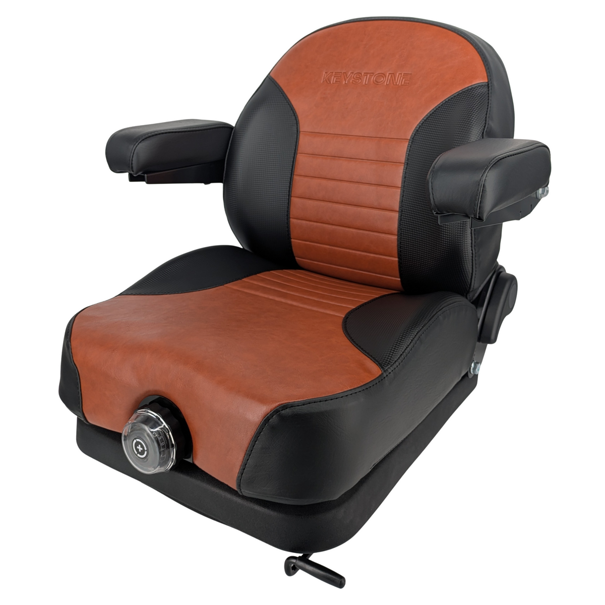 Keystone Seats Comfort Elite Suspension Seat, Black & Brown - Zero-Turn Mowers & Tractors Weight Adjustment - Exmark Ferris Hustler Gravely Bad Boy Kubota Toro