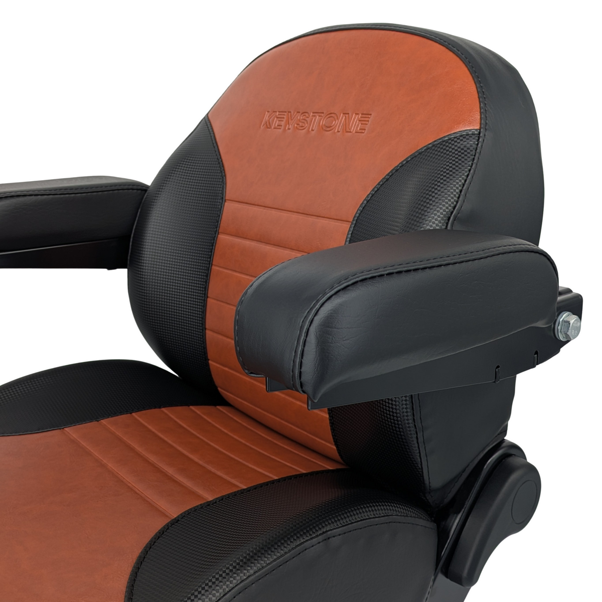 Keystone Seats Comfort Elite Suspension Seat, Black & Brown - Zero-Turn Mowers & Tractors Weight Adjustment - Exmark Ferris Hustler Gravely Bad Boy Kubota Toro