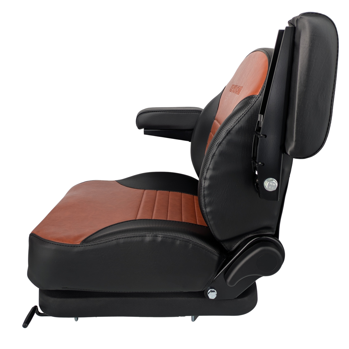 Keystone Seats Comfort Elite Suspension Seat, Black & Brown - Zero-Turn Mowers & Tractors Weight Adjustment - Exmark Ferris Hustler Gravely Bad Boy Kubota Toro