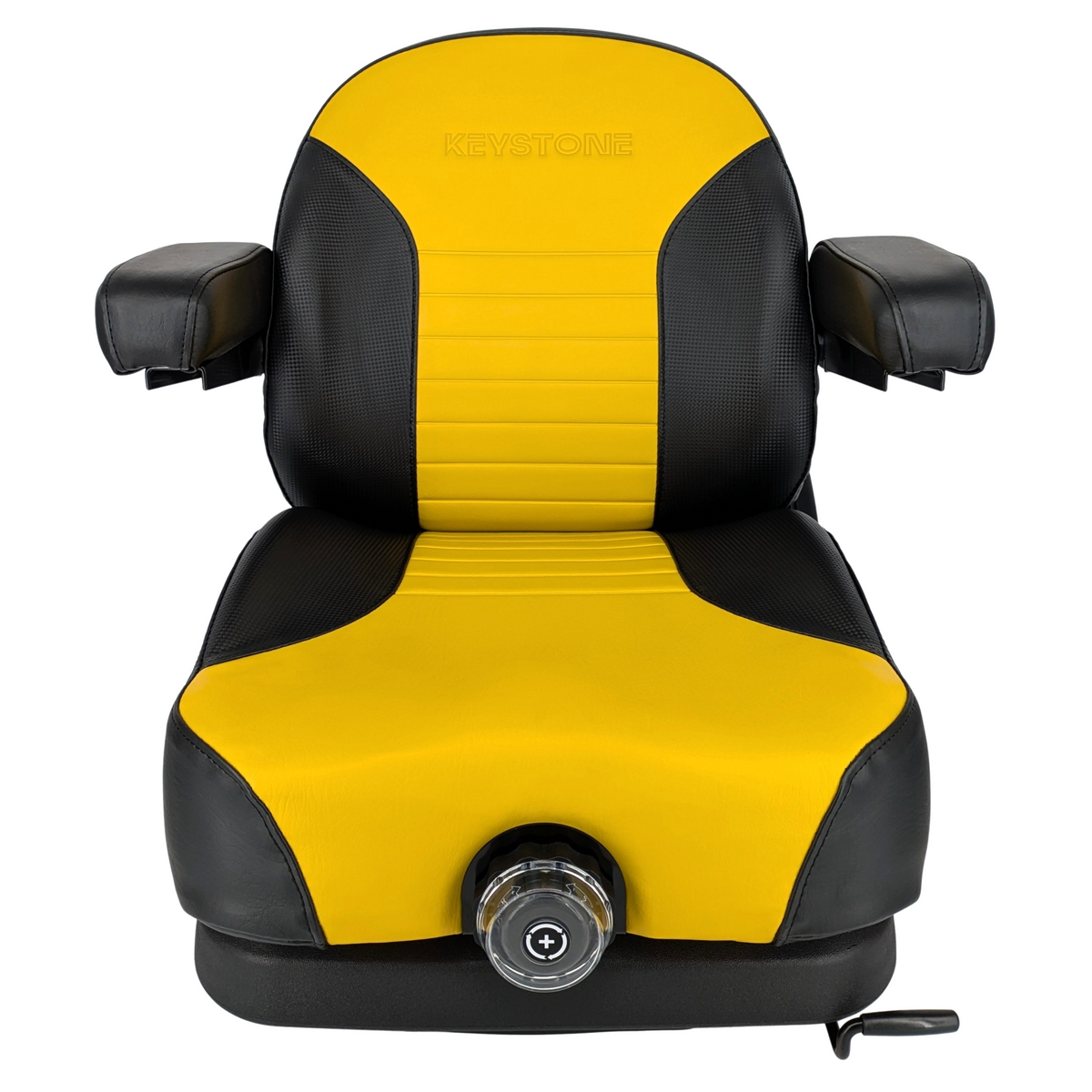 Keystone Seats Comfort Elite Suspension Seat, Black & Yellow - Zero-Turn Mowers & Tractors Weight Adjustment - Exmark Ferris Hustler Gravely Bad Boy Kubota Toro
