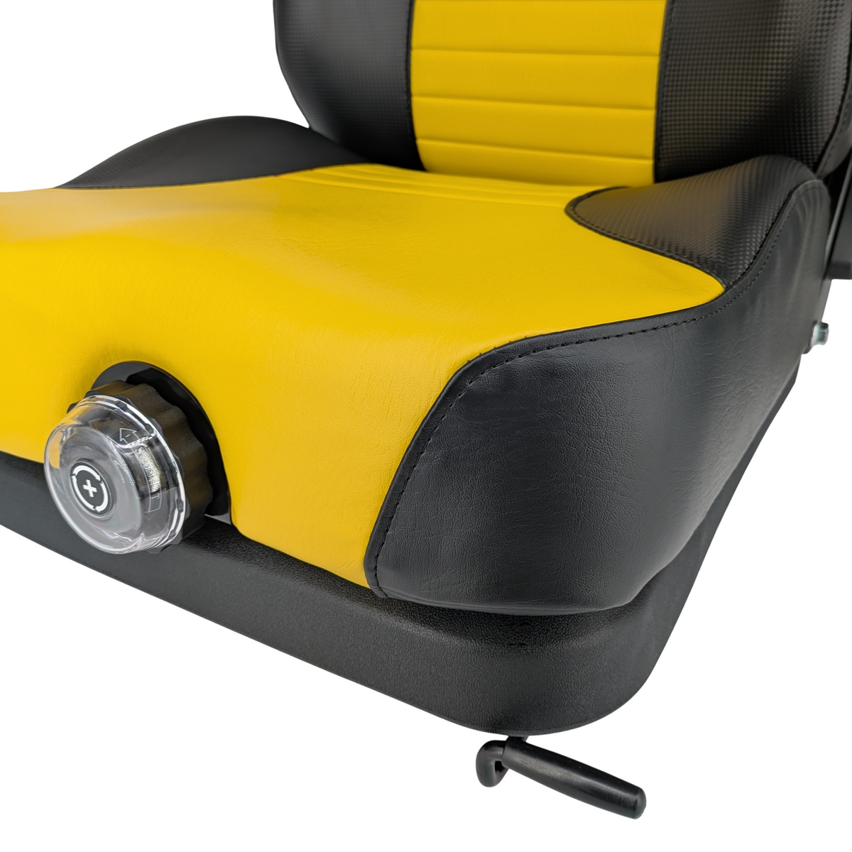 Keystone Seats Comfort Elite Suspension Seat, Black & Yellow - Zero-Turn Mowers & Tractors Weight Adjustment - Exmark Ferris Hustler Gravely Bad Boy Kubota Toro