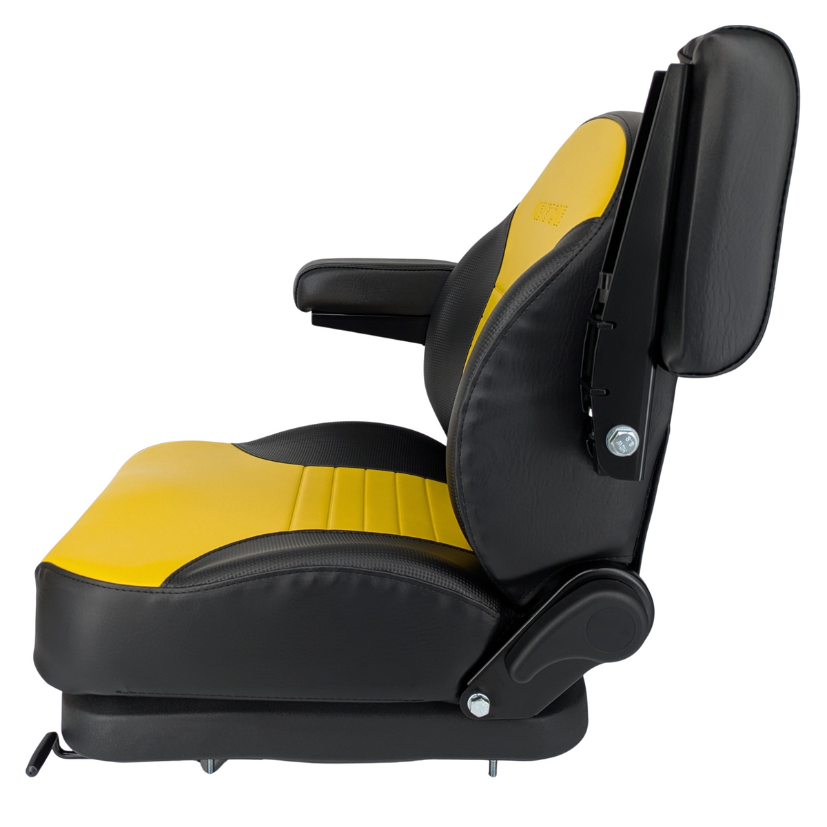Keystone Seats Comfort Elite Suspension Seat, Black & Yellow - Zero-Turn Mowers & Tractors Weight Adjustment - Exmark Ferris Hustler Gravely Bad Boy Kubota Toro