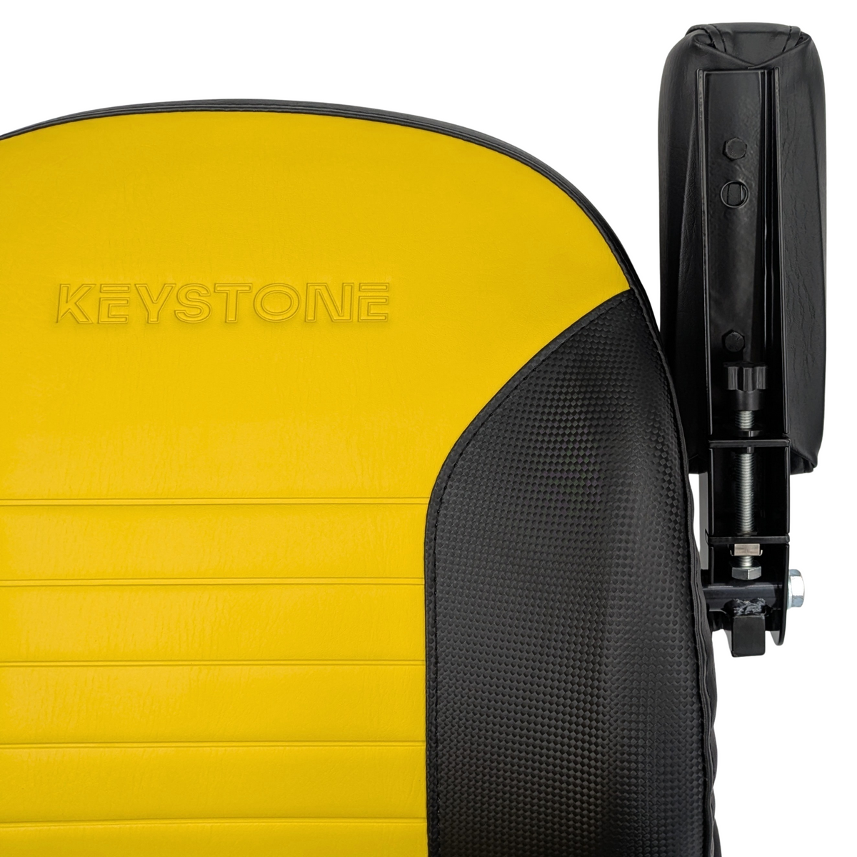 Keystone Seats Comfort Elite Suspension Seat, Black & Yellow - Zero-Turn Mowers & Tractors Weight Adjustment - Exmark Ferris Hustler Gravely Bad Boy Kubota Toro