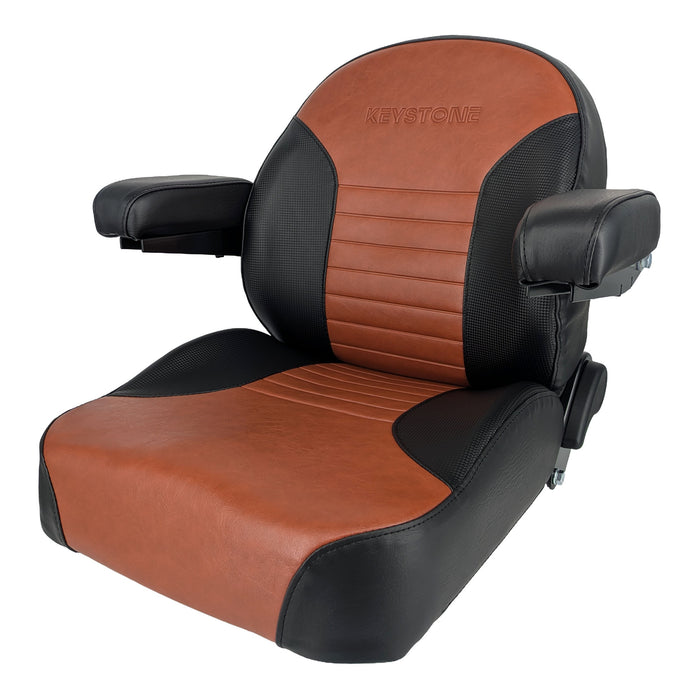 Keystone Seats Comfort Plus Black and Brown — Three-quarter view